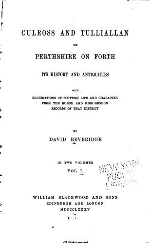 Cover of Culross and Tulliallan