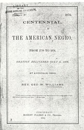Cover of The American Negro, from 1776 to 1876