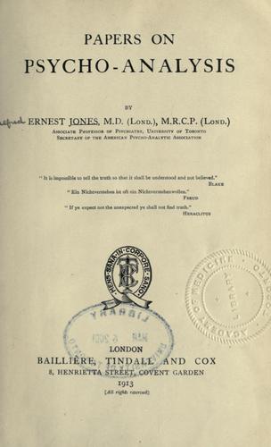 Cover of Papers on psycho-analysis