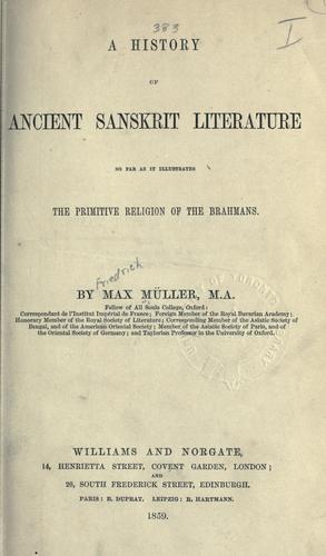 Cover of History of ancient Sanskrit literature