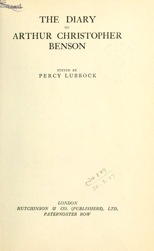 Cover of The diary of Arthur Christopher Benson