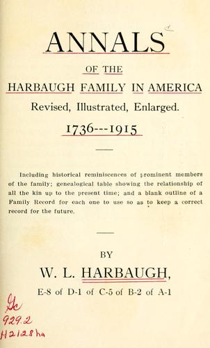 Cover of Annals of the Harbaugh family in America, 1736-1915