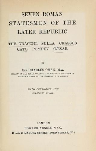 Cover of Seven Roman statesmen of the later republic