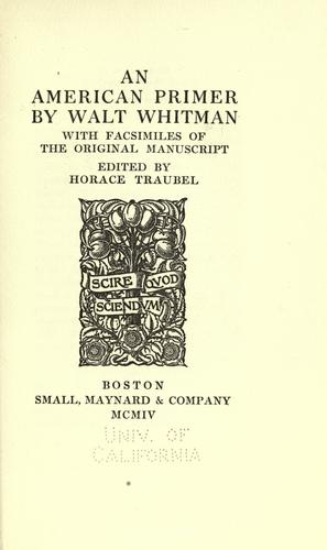 Cover of An American primer