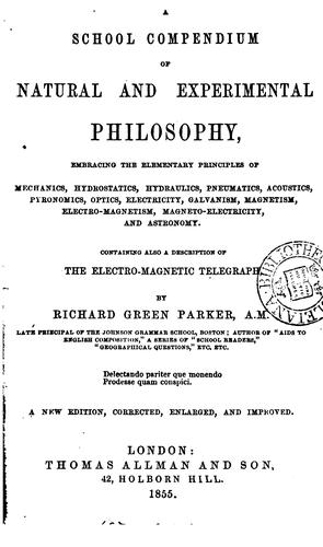Cover of A school compendium of natural and experimental philosophy