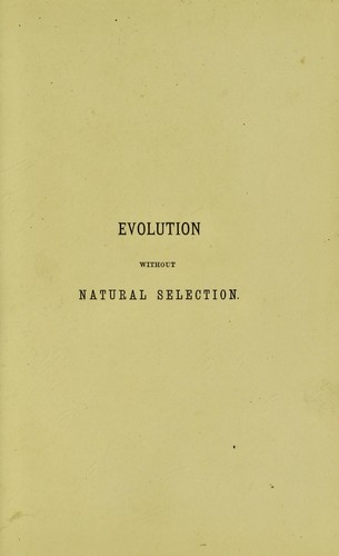 Cover of Evolution without natural selection