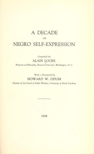 Cover of A decade of Negro self-expression
