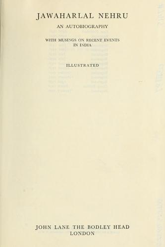 Cover of Jawaharlal Nehru, an autobiography