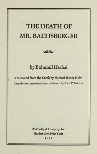 Cover of The death of Mr. Baltisberger