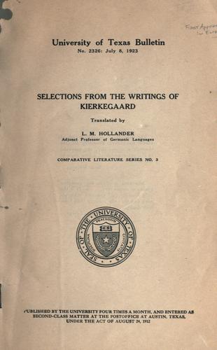 Cover of Selections from the writings of Kierkegaard