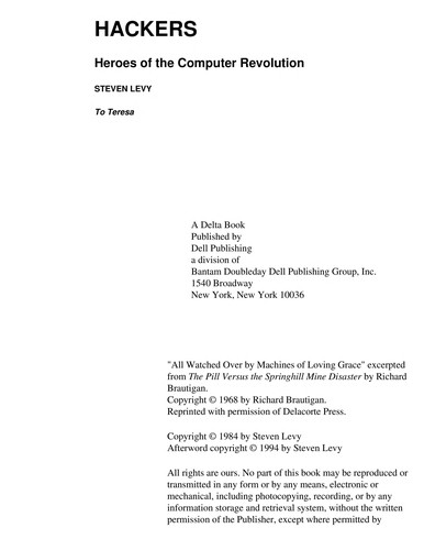Cover of Hackers: Heroes of the Computer Revolution