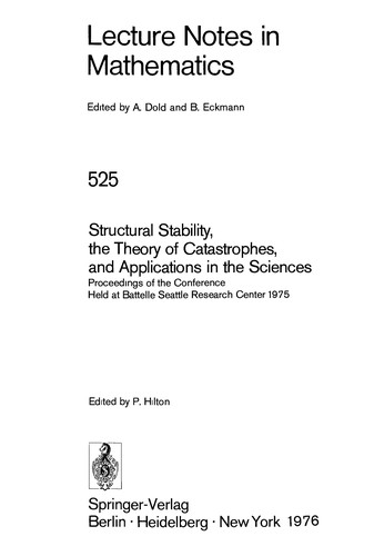 Cover of Structural stability, the theory of catastrophes, and applications in the sciences