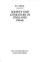 Cover of Society and literature in England, 1700-60