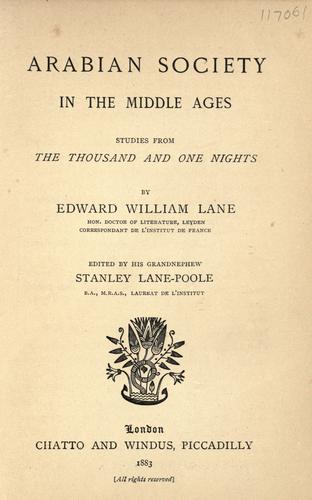 Cover of Arabian society in the Middle Ages