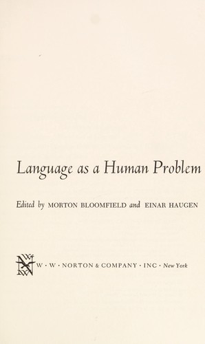 Cover of Language as a human problem
