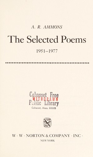 Cover of The selected poems, 1951-1977