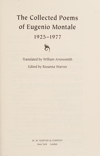Cover of The collected poems of Eugenio Montale 1925/1977