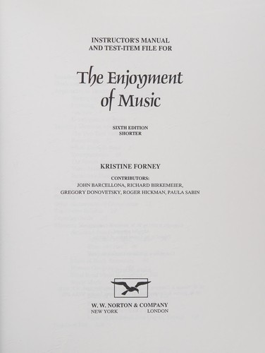 Cover of Instructor's resource manual for The enjoyment of music, seventh edition
