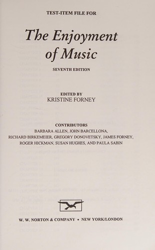 Cover of Test-item file for the enjoyment of music