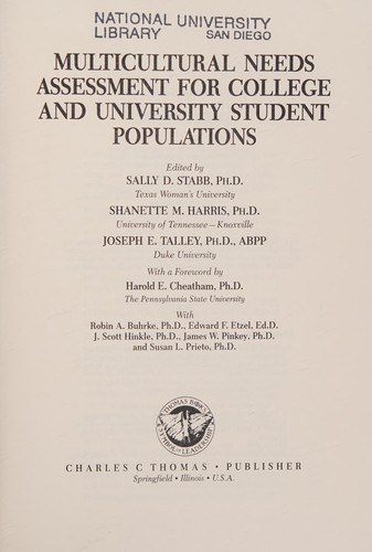 Cover of Multicultural Needs Assessment for College and Univeristy Student Populations