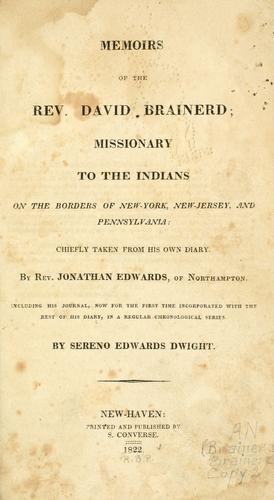 Cover of Memoirs of the Reverend David Brainerd