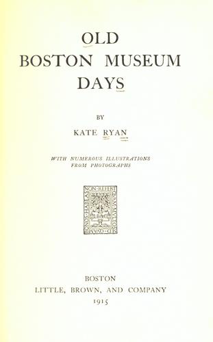 Cover of Old Boston museum days