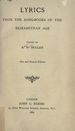 Cover of Lyrics from the song-books of the Elizabethan age