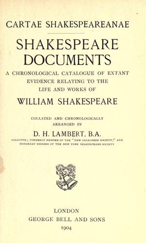 Cover of Cartae Shakespeareanae