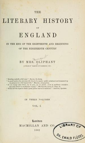 Cover of The literary history of England in the end of the eighteenth and beginning of the nineteenth century