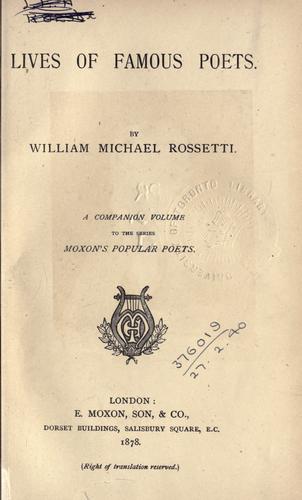 Cover of Lives of famous poets