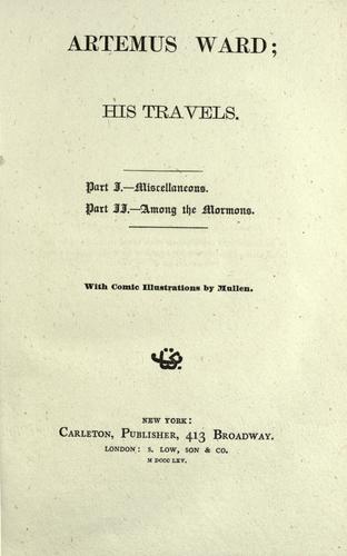 Cover of Artemus Ward; his travels ..