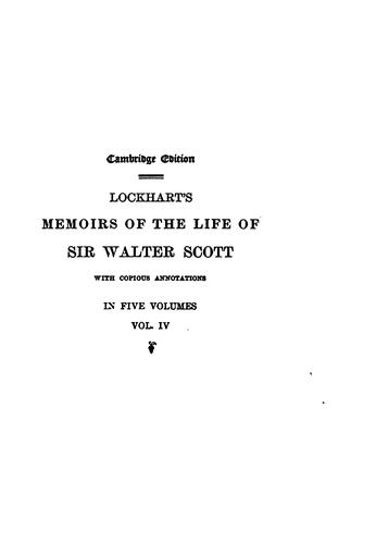 Cover of Memoirs of the life of Sir Walter Scott