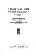 Cover of Greek medicine, being extracts illustrative of medical writers from Hippocrates to Galen