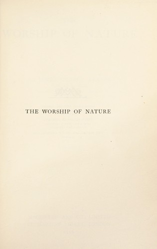 Cover of The worship of nature