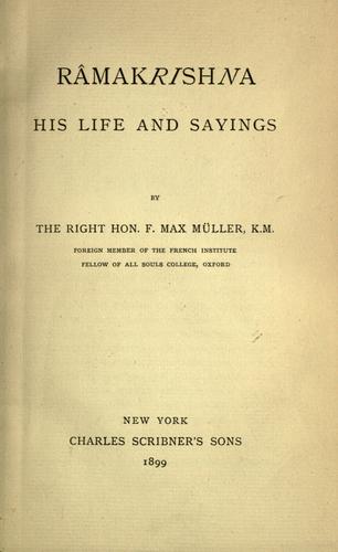 Cover of Ramakrishna, his life and sayings