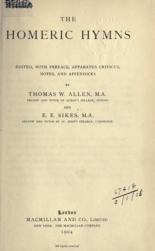 Cover of The Homeric hymns