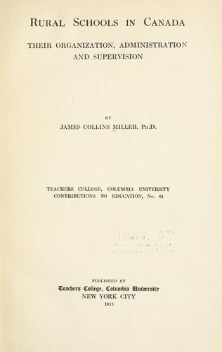 Cover of Rural schools in Canada