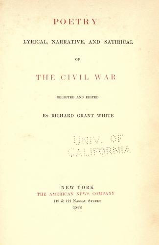 Cover of Poetry, lyrical, narrative and satirical, of the Civil War