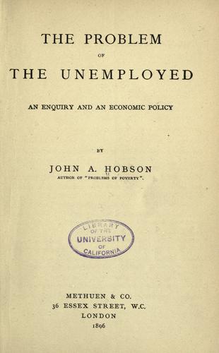 Cover of The problem of the unemployed