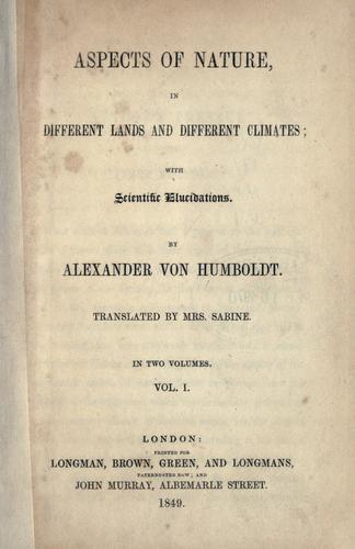 Cover of Aspects of nature, in different lands and different climates