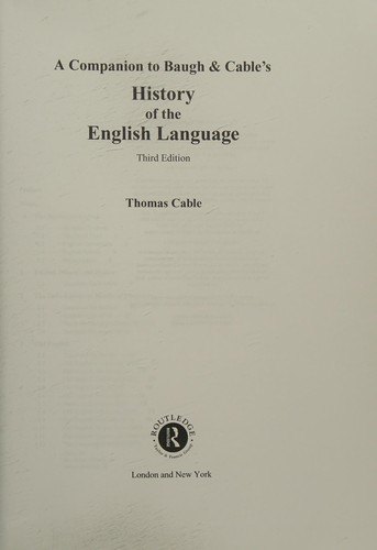 Cover of A Companion to Baugh and Cable's A History of the English Language