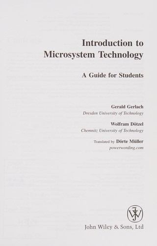 Cover of Introduction to microsystem technology