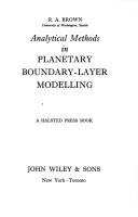 Cover of Analytical methods in planetary boundary-layer modelling