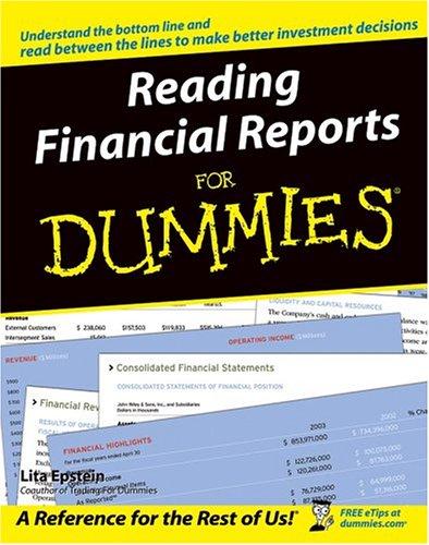 Cover of Reading financial reports for dummies