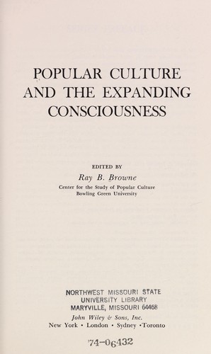 Cover of Popular culture and the expanding consciousness