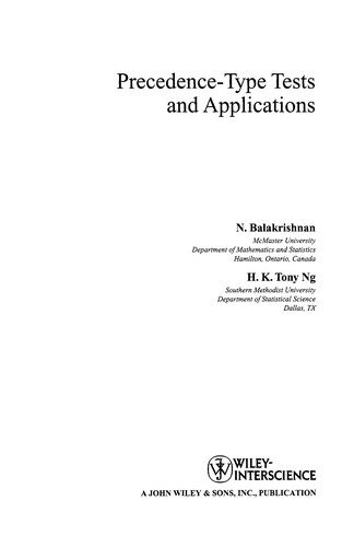 Cover of Precedence-type tests and applications