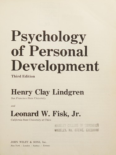 Cover of Psychology of personal and social adjustment