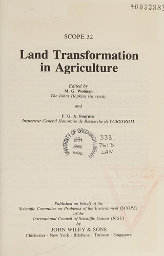 Cover of Land transformation in agriculture