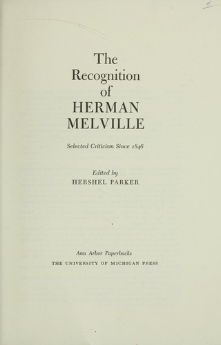 Cover of The recognition of Herman Melville