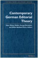 Cover of Contemporary German editorial theory